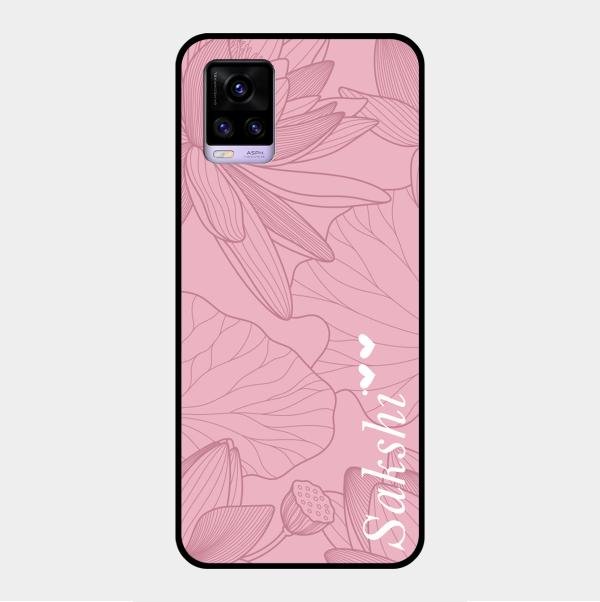 Customized luxury Peach leaves Glass Case Cover For Vivo V20