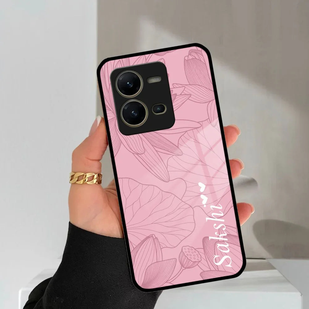 Customized luxury Peach leaves Glass Case Cover For Vivo - ShopOnCliQ