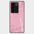 Customized luxury Peach leaves Glass Case Cover For Vivo V27 5G