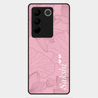 Customized luxury Peach leaves Glass Case Cover For Vivo V27 Pro 5G