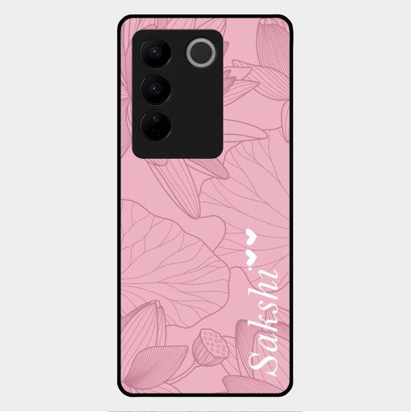 Customized luxury Peach leaves Glass Case Cover For Vivo V27 Pro 5G