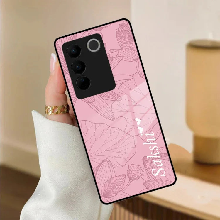Customized luxury Peach leaves Glass Case Cover For Vivo - ShopOnCliQ