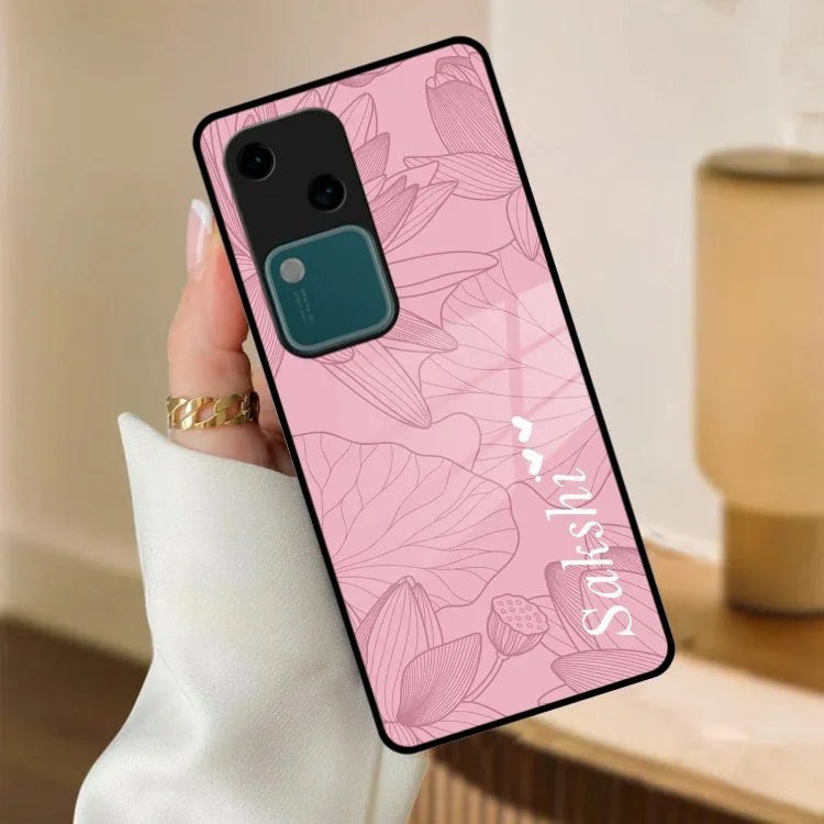 Customized luxury Peach leaves Glass Case Cover For Vivo - ShopOnCliQ