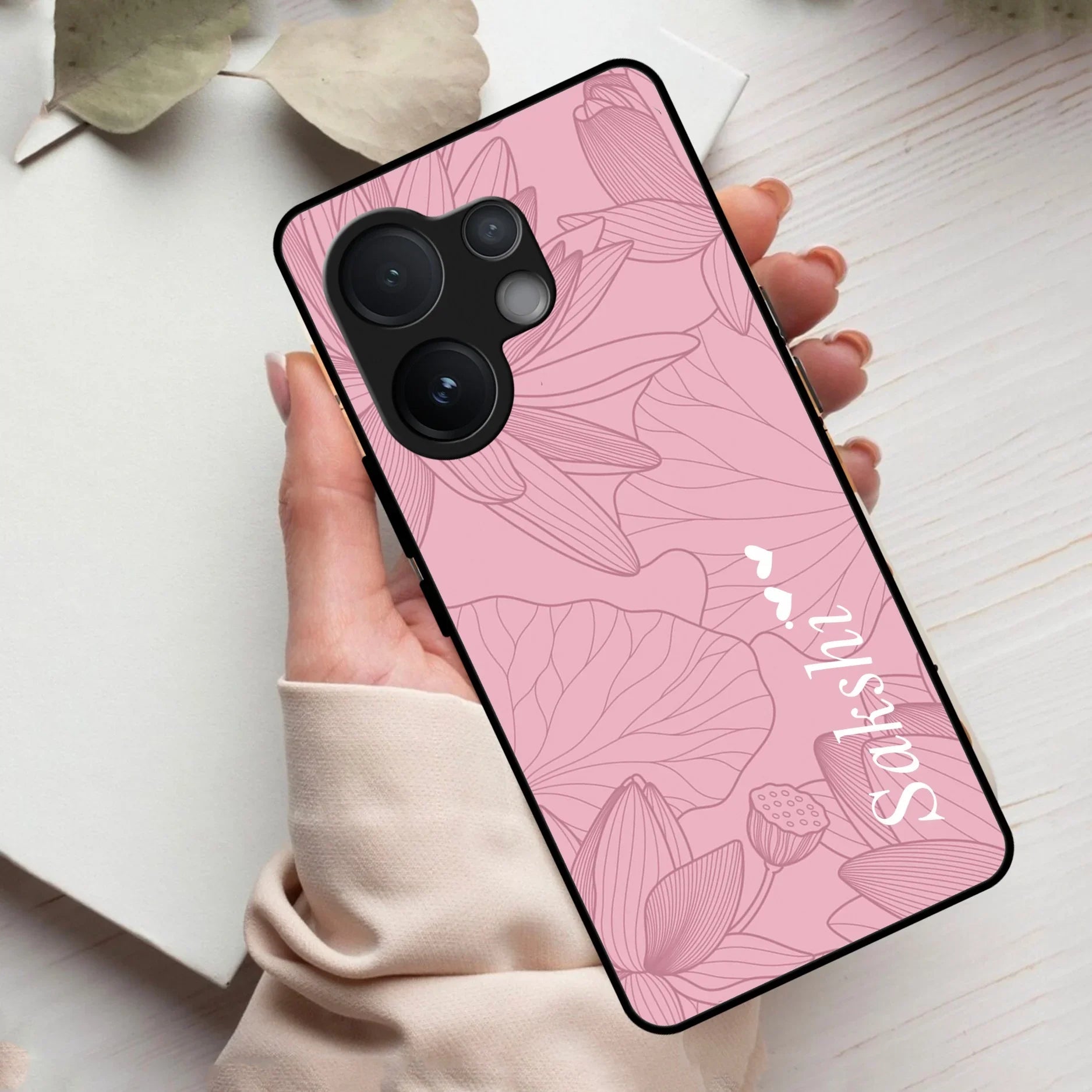 Customized luxury Peach leaves Glass Case Cover For Vivo - ShopOnCliQ