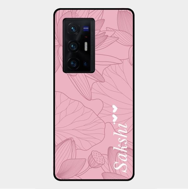 Customized luxury Peach leaves Glass Case Cover For Vivo X70 Pro Plus 5G