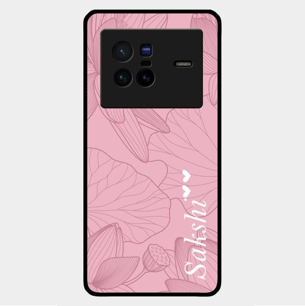 Customized luxury Peach leaves Glass Case Cover For Vivo X80 5G