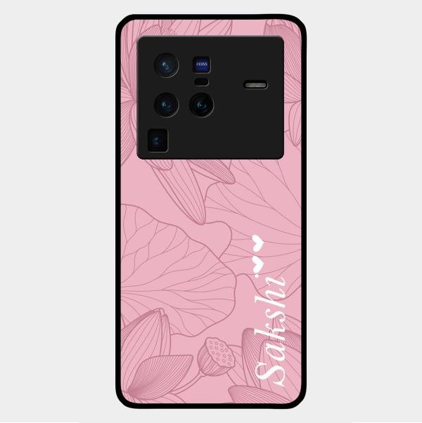 Customized luxury Peach leaves Glass Case Cover For Vivo X80 Pro 5G