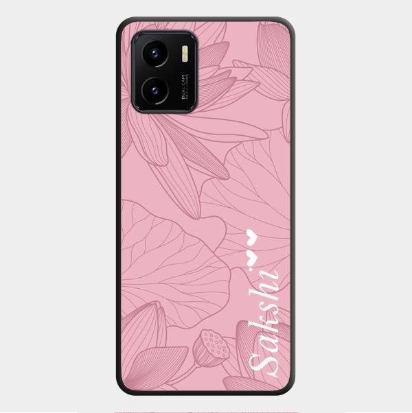 Customized luxury Peach leaves Glass Case Cover For Vivo Y01