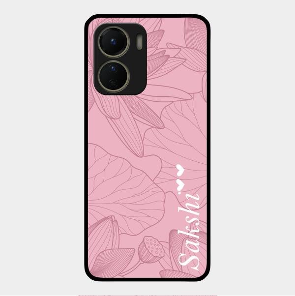 Customized luxury Peach leaves Glass Case Cover For Vivo Y16