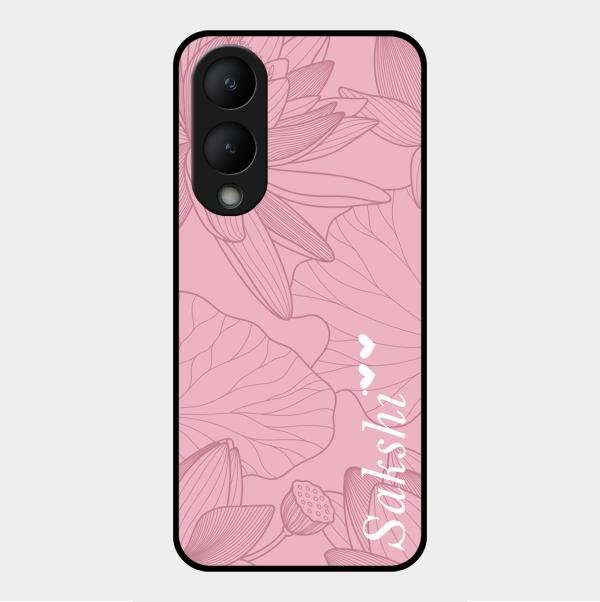 Customized luxury Peach leaves Glass Case Cover For Vivo Y17S