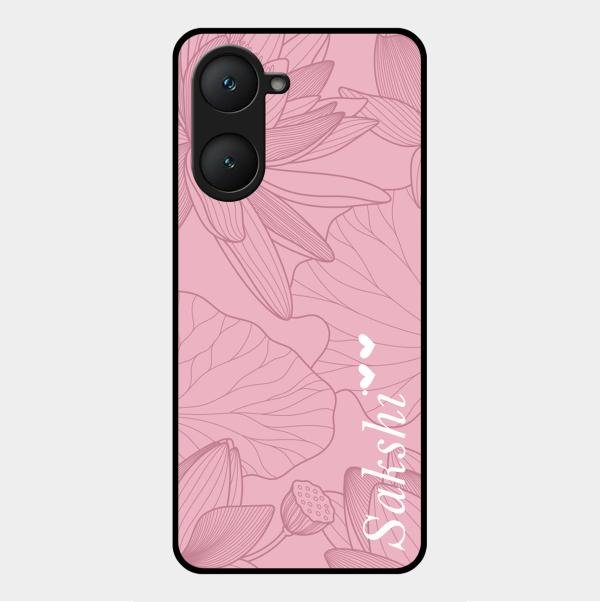 Customized luxury Peach leaves Glass Case Cover For Vivo Y18
