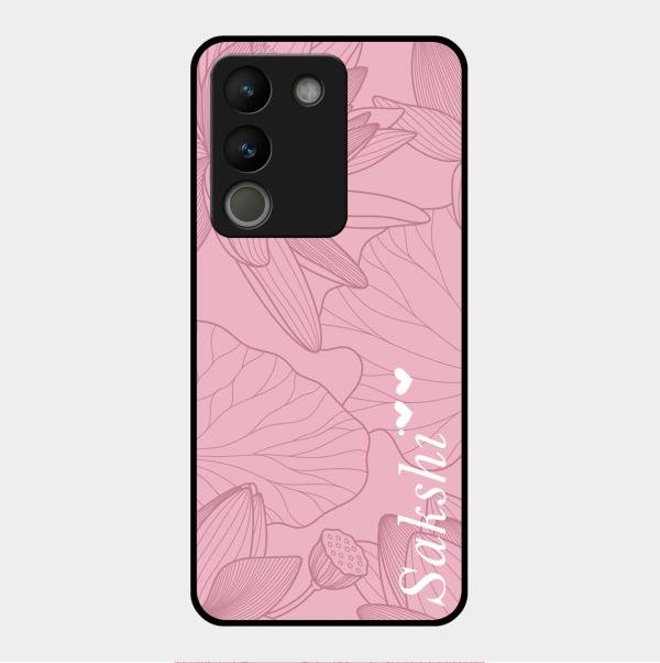 Customized luxury Peach leaves Glass Case Cover For Vivo Y200 5G