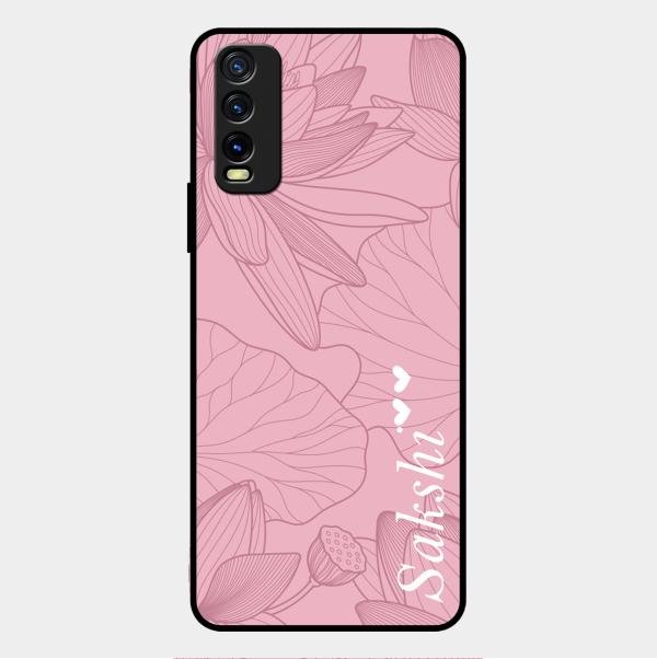 Customized luxury Peach leaves Glass Case Cover For Vivo Y20T