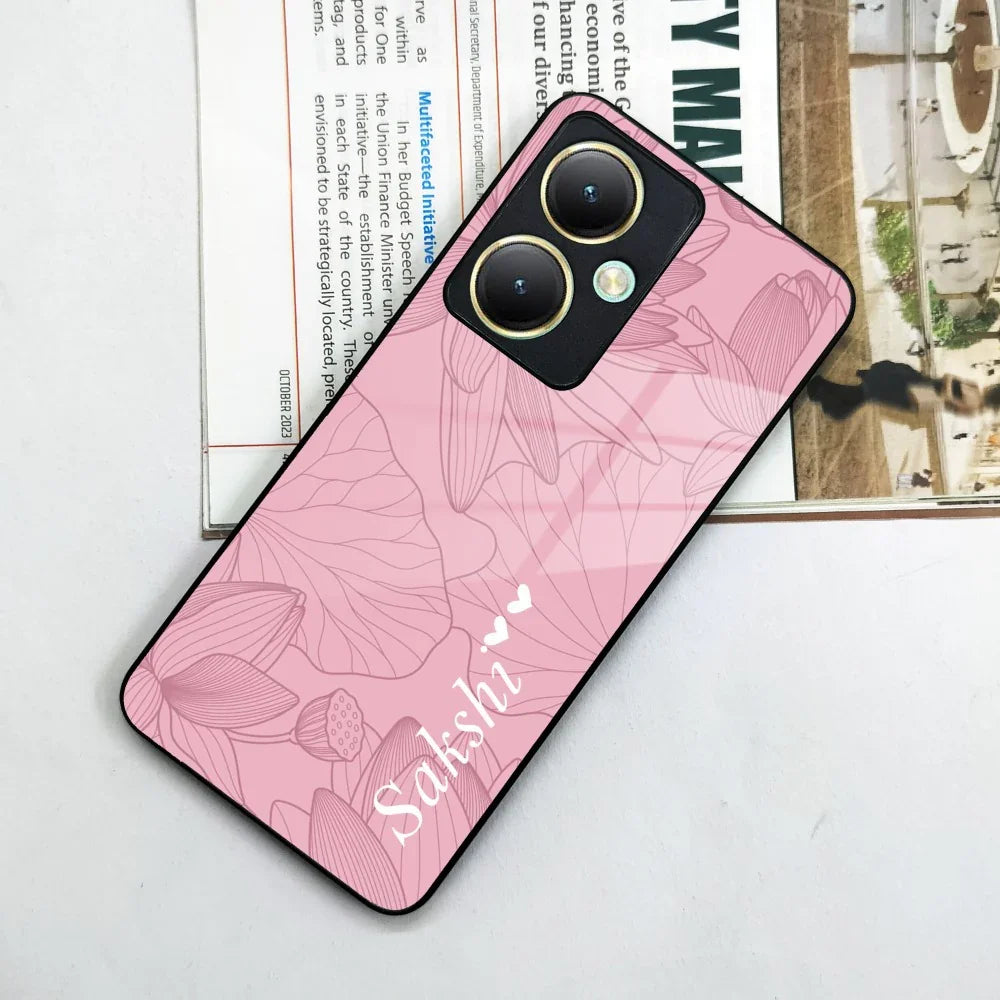 Customized luxury Peach leaves Glass Case Cover For Vivo - ShopOnCliQ