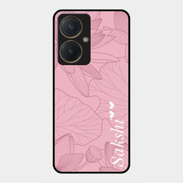Customized luxury Peach leaves Glass Case Cover For Vivo Y27