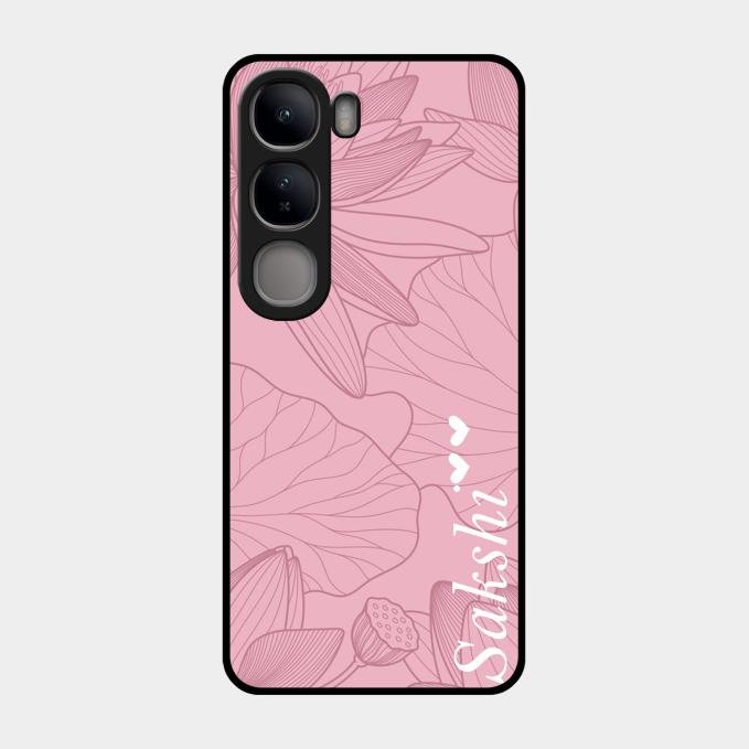 Customized luxury Peach leaves Glass Case Cover For Vivo Y300 5G