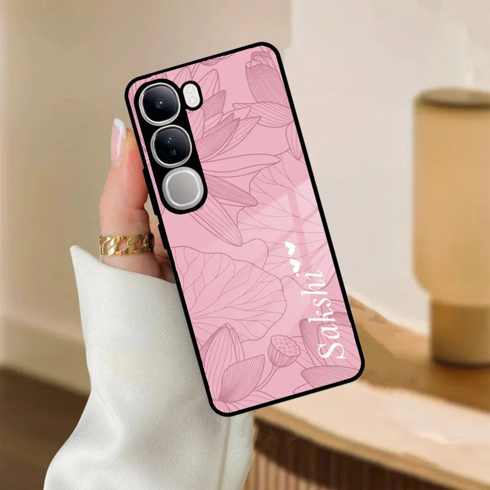 Customized luxury Peach leaves Glass Case Cover For Vivo - ShopOnCliQ