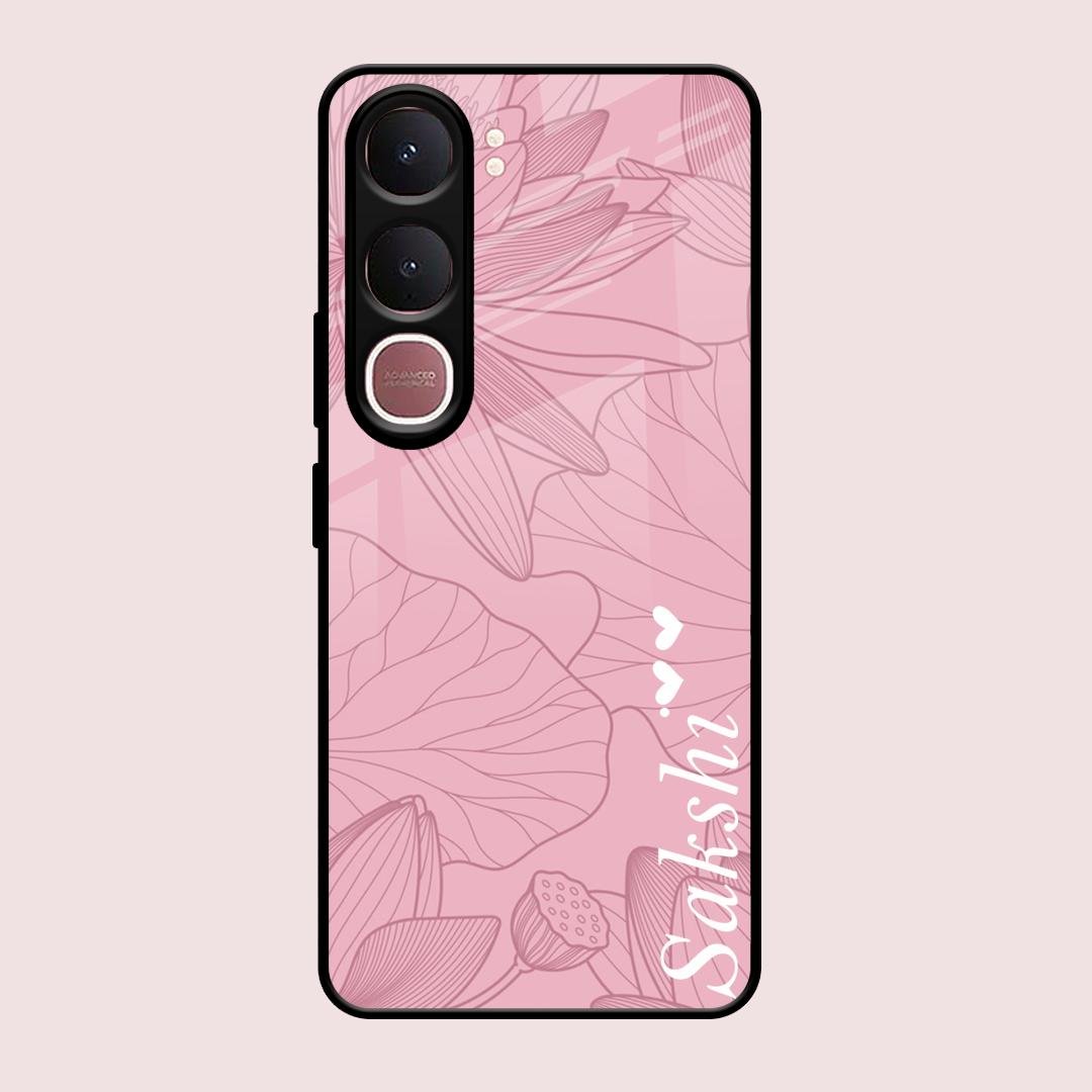 Customized luxury Peach leaves Glass Case Cover For Vivo Y31 5G