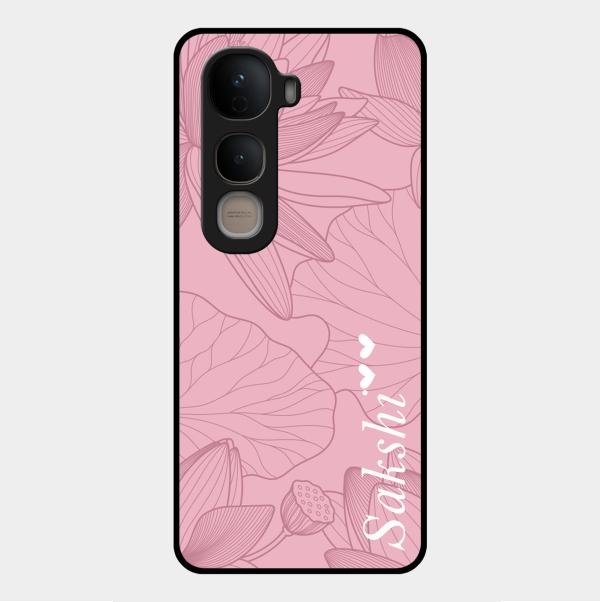 Customized luxury Peach leaves Glass Case Cover For Vivo Y400 5G