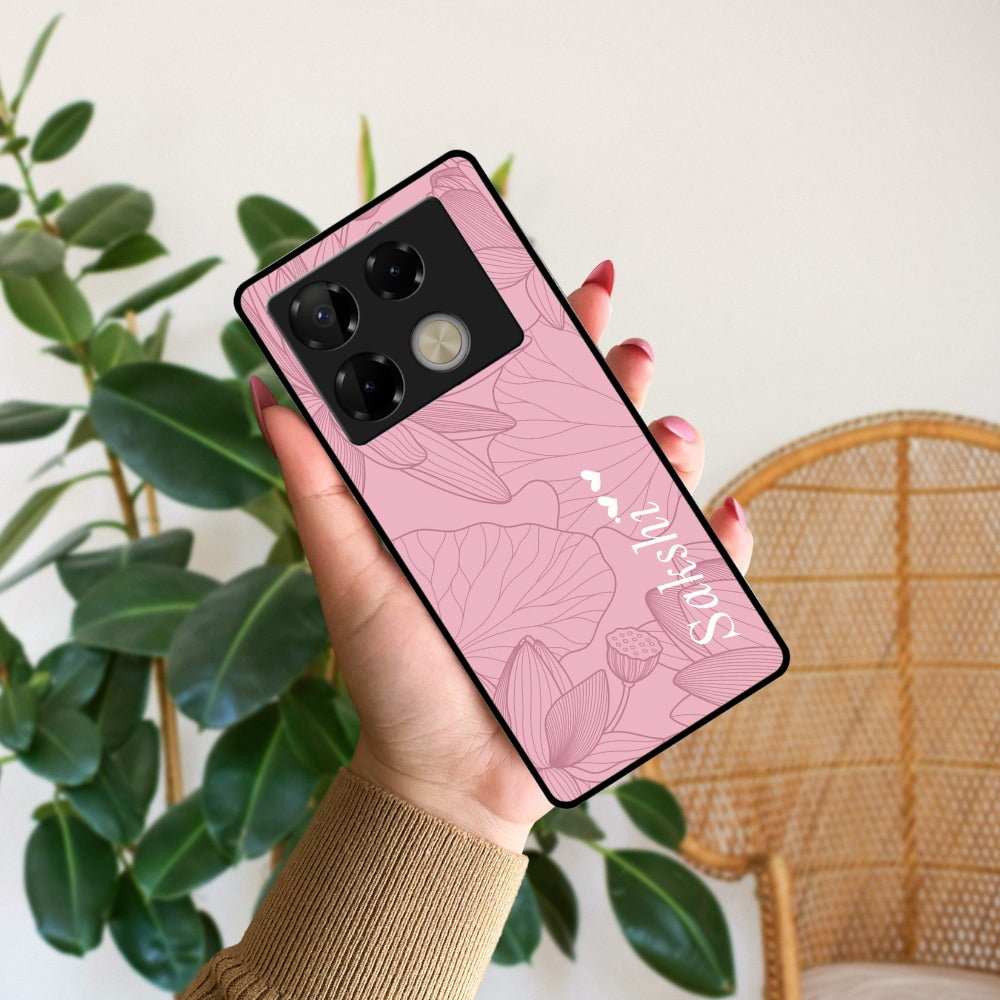 Customized luxury Peach leaves Glossy Metal Case Cover For Infinix