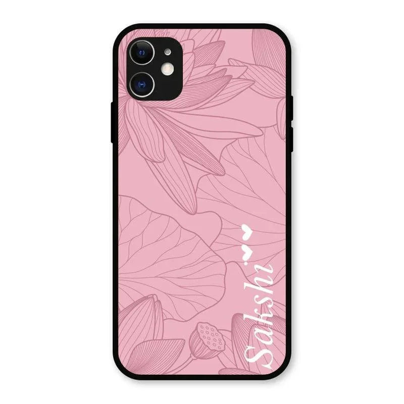 Customized luxury Peach leaves Glossy Metal Case Cover For iPhone 11