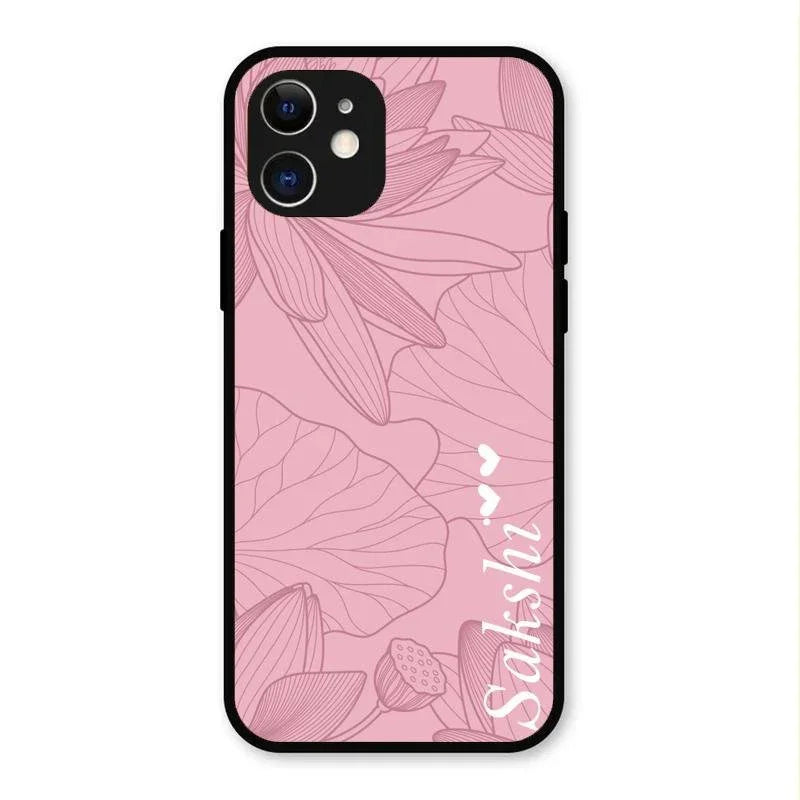 Customized luxury Peach leaves Glossy Metal Case Cover For iPhone 12