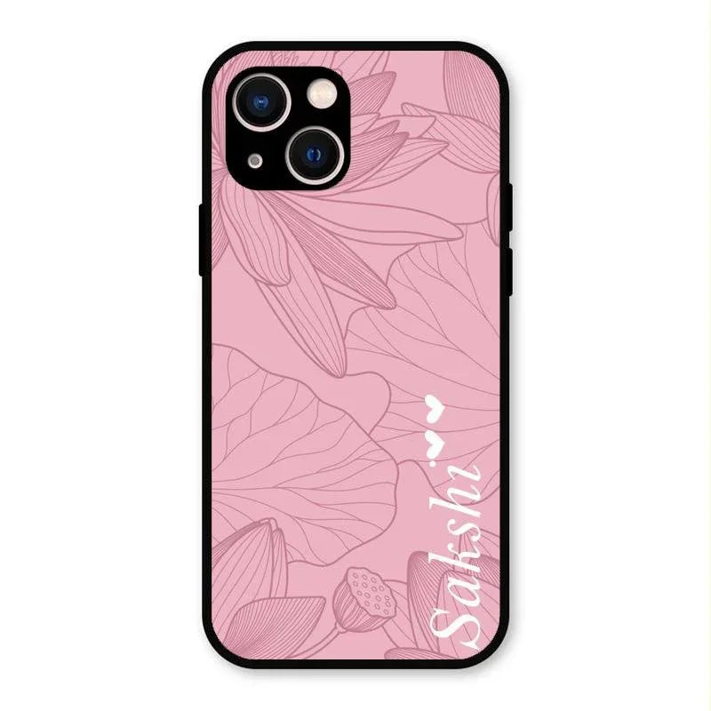 Customized luxury Peach leaves Glossy Metal Case Cover For iPhone 13