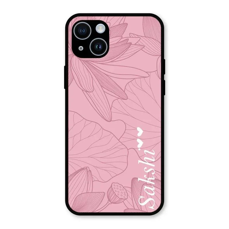 Customized luxury Peach leaves Glossy Metal Case Cover For iPhone 14 Plus