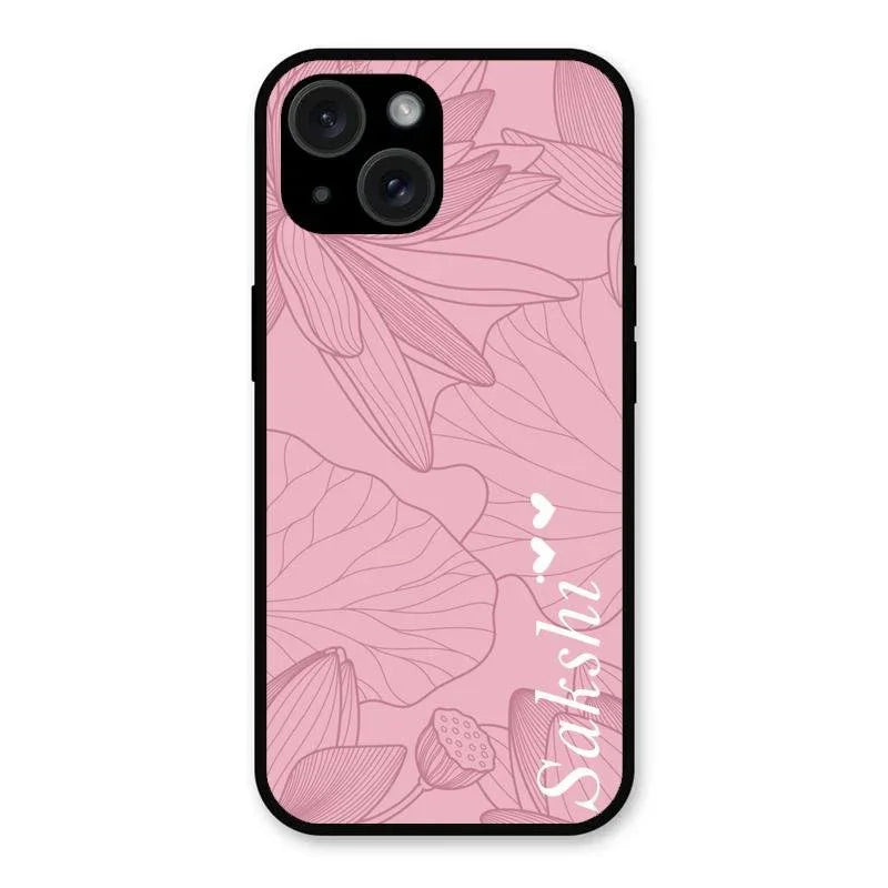Customized luxury Peach leaves Glossy Metal Case Cover For iPhone 15