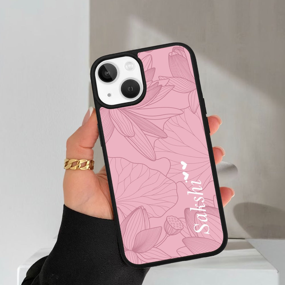 Customized luxury Peach leaves Glossy Metal Case Cover For iPhone