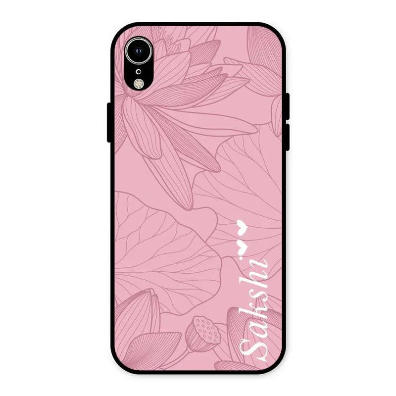 Customized luxury Peach leaves Glossy Metal Case Cover For iPhone XR