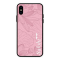 Customized luxury Peach leaves Glossy Metal Case Cover For iPhone XS
