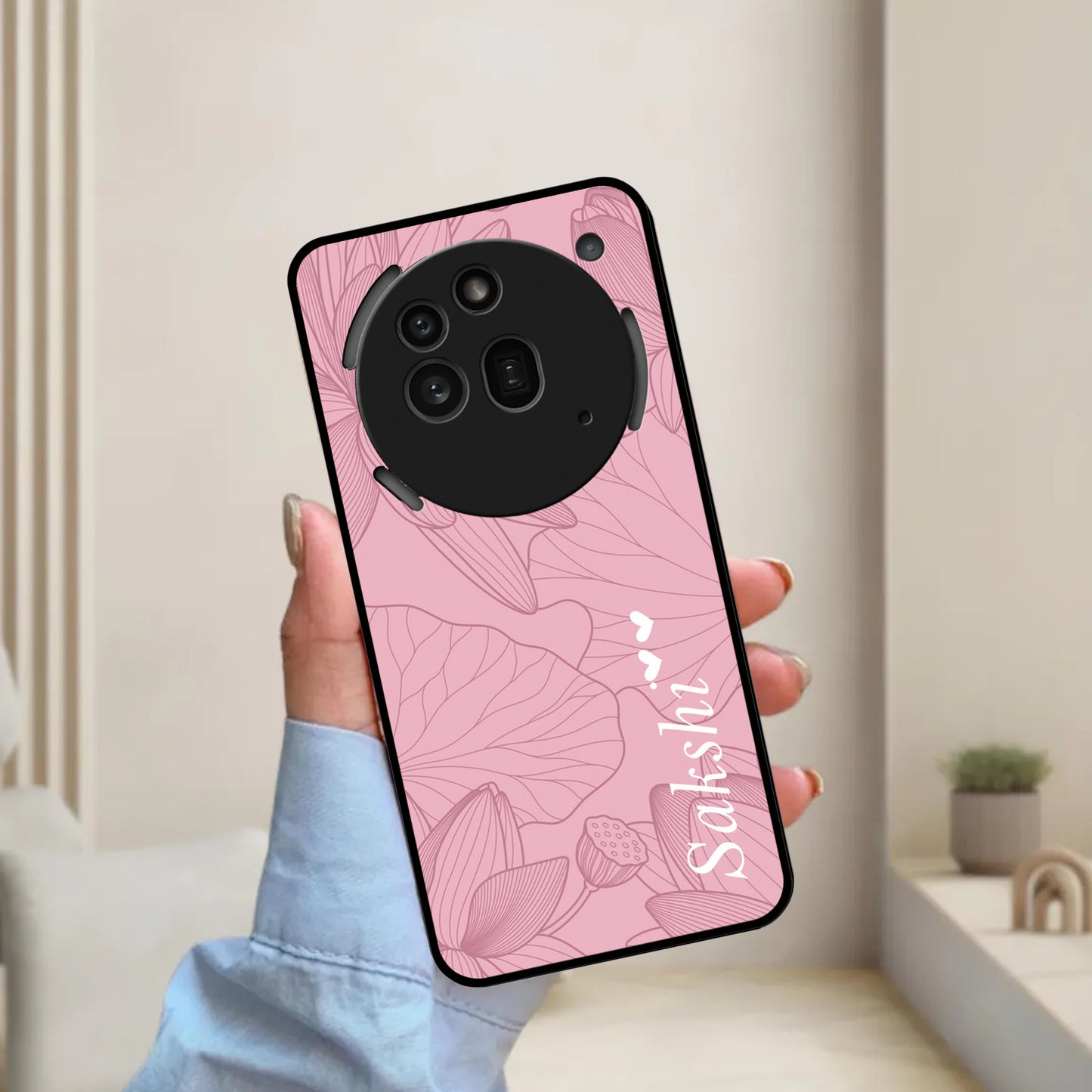 Customized luxury Peach leaves Glossy Metal Case Cover For Nothing