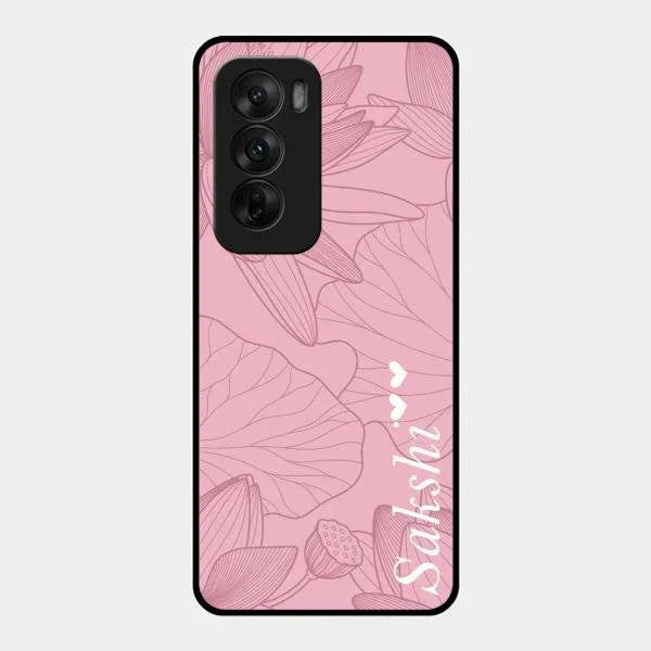 Customized luxury Peach leaves Glossy Metal Case Cover For Oppo Reno 12 5G