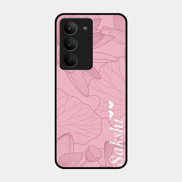 Customized luxury Peach leaves Glossy Metal Case Cover For Realme 14X 5G