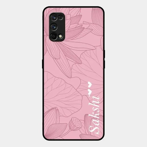 Customized luxury Peach leaves Glossy Metal Case Cover For Realme 7 Pro
