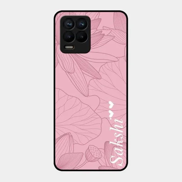 Customized luxury Peach leaves Glossy Metal Case Cover For Realme 8 Pro