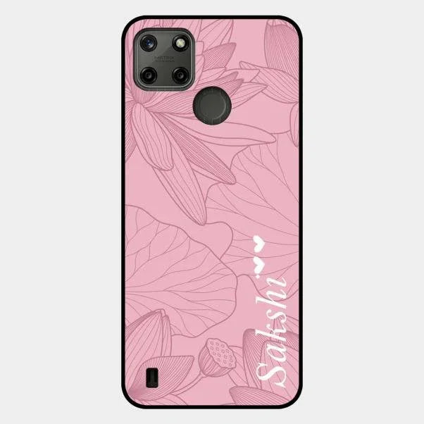 Customized luxury Peach leaves Glossy Metal Case Cover For Realme C25Y