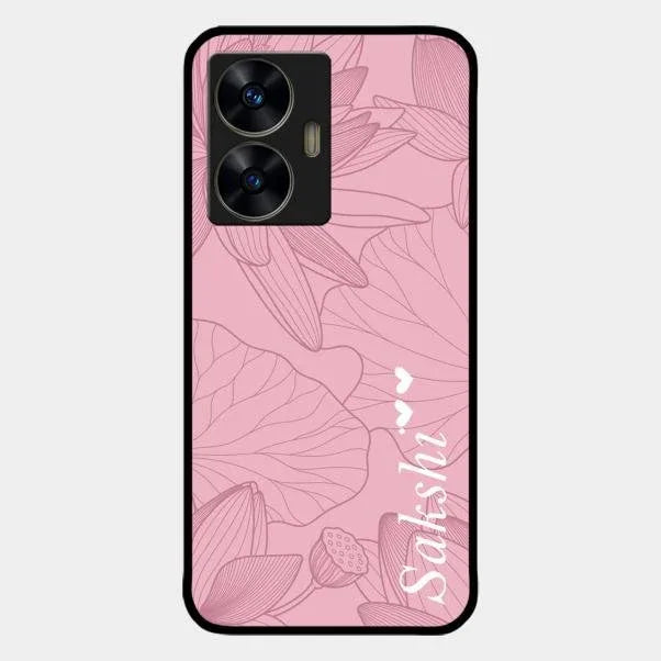 Customized luxury Peach leaves Glossy Metal Case Cover For Realme C55