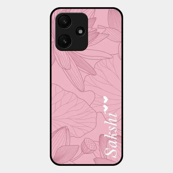 Customized luxury Peach leaves Glossy Metal Case Cover For Redmi 12 5G