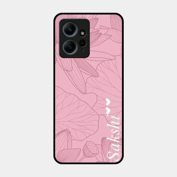 Customized luxury Peach leaves Glossy Metal Case Cover For Redmi Note 12 4G