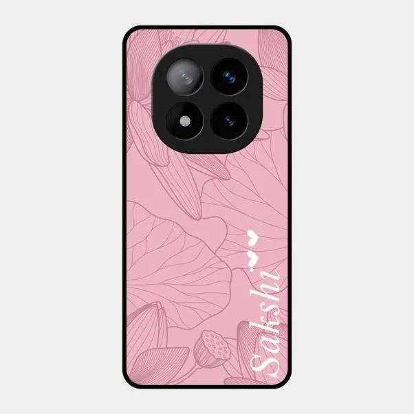 Customized luxury Peach leaves Glossy Metal Case Cover For Redmi Note 14 Pro Plus 5G