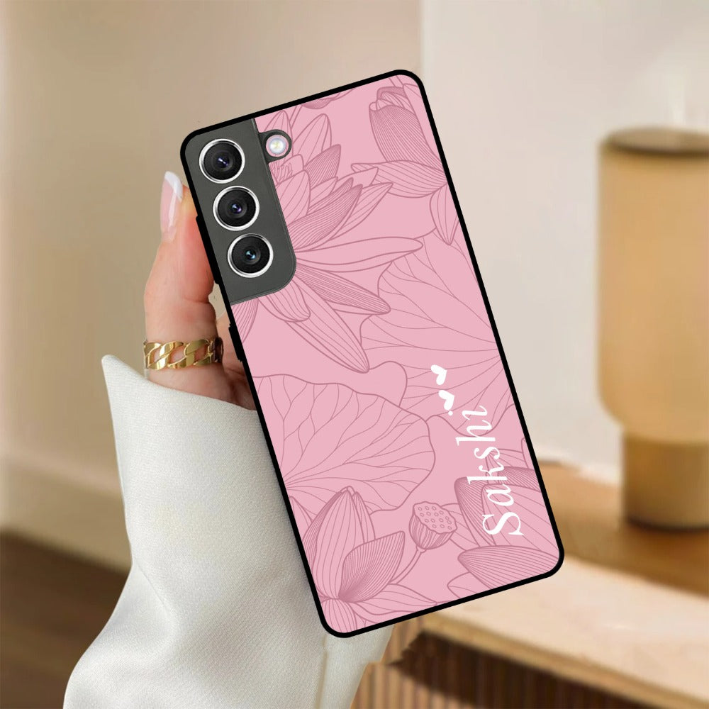 Customized luxury Peach leaves Glossy Metal Case Cover For Samsung