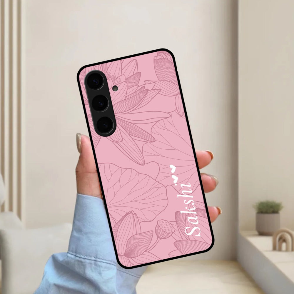 Customized luxury Peach leaves Glossy Metal Case Cover For Samsung