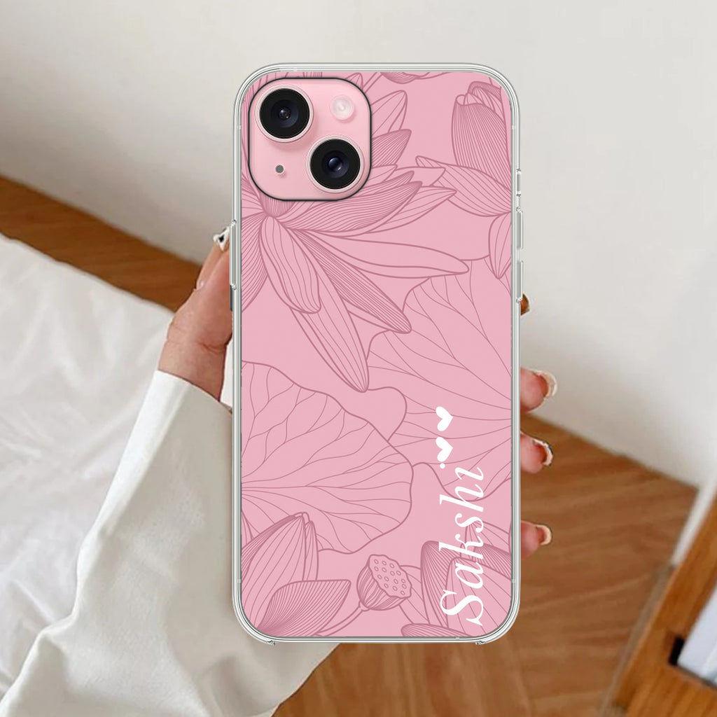 Customized luxury Peach leaves Anti Yellow Clear Case For iPhone 14 Plus