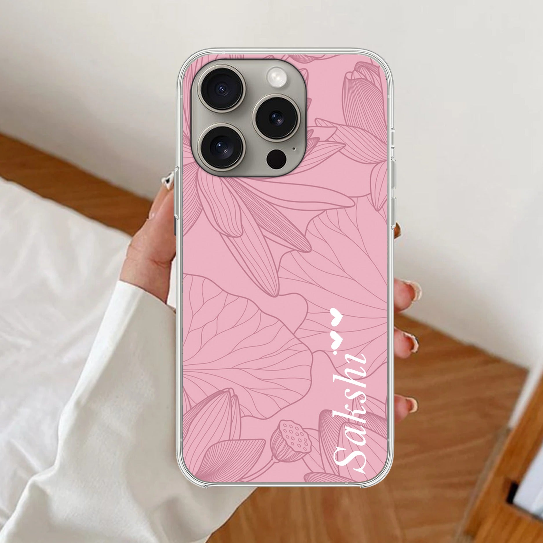 Customized luxury Peach leaves Anti Yellow Clear Case For iPhone 13 Pro Max