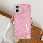Customized luxury Peach leaves Anti Yellow Clear Case For iPhone 16