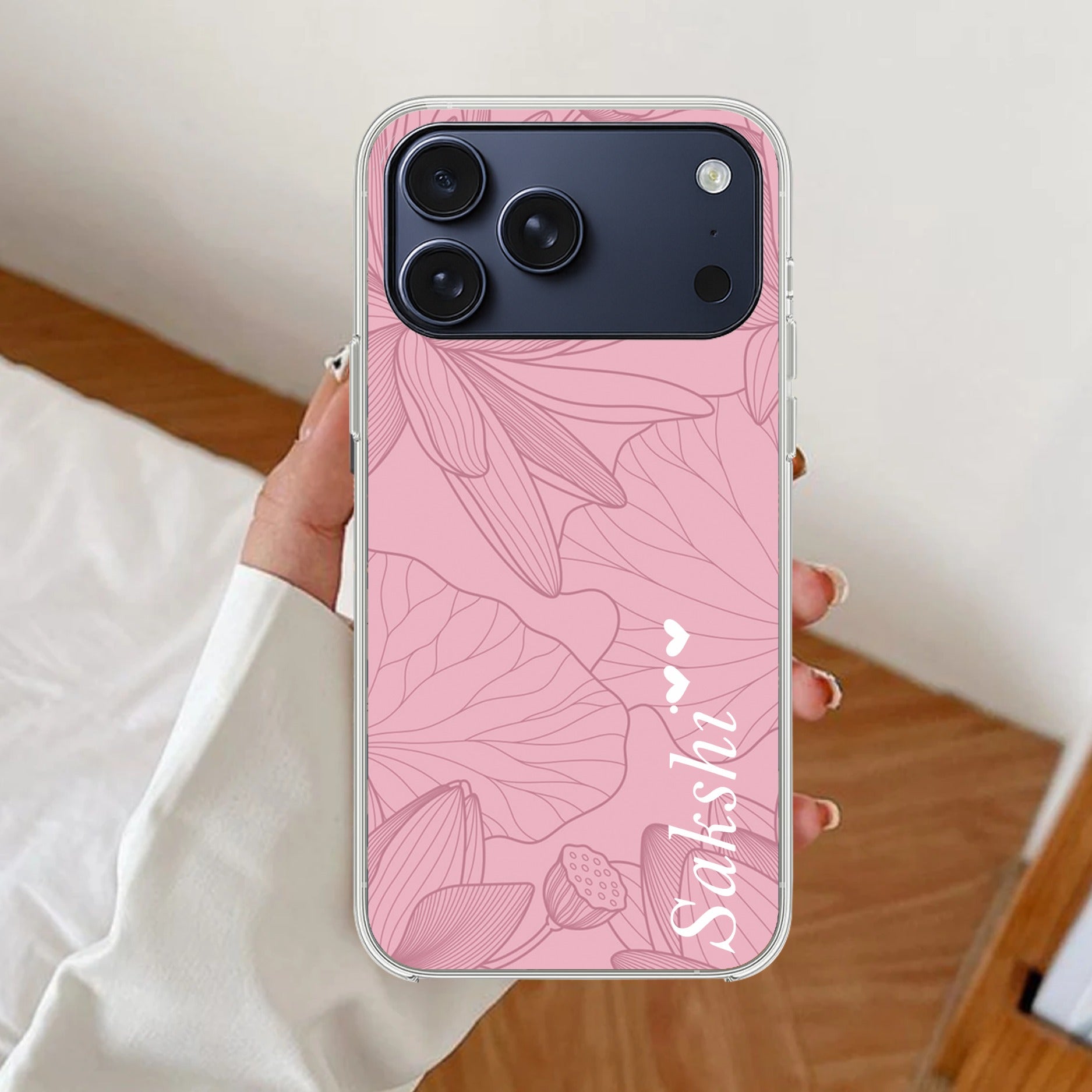 Customized luxury Peach leaves Anti Yellow Clear Case For iPhone 17 Pro Max