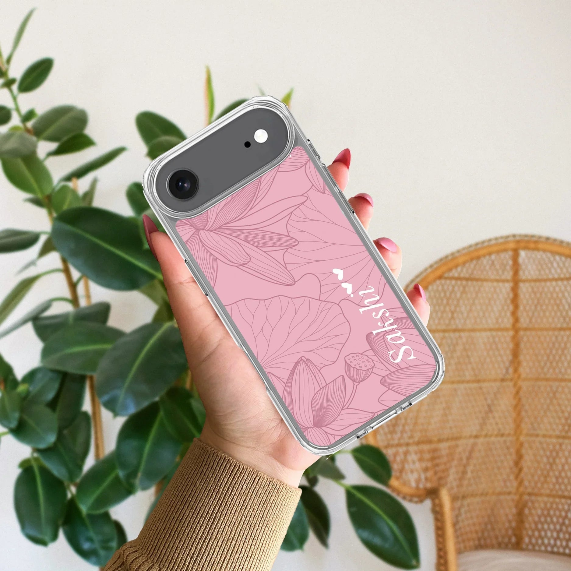 Customized luxury Peach leaves Transparent Silicon Case For iPhone - ShopOnCliQ