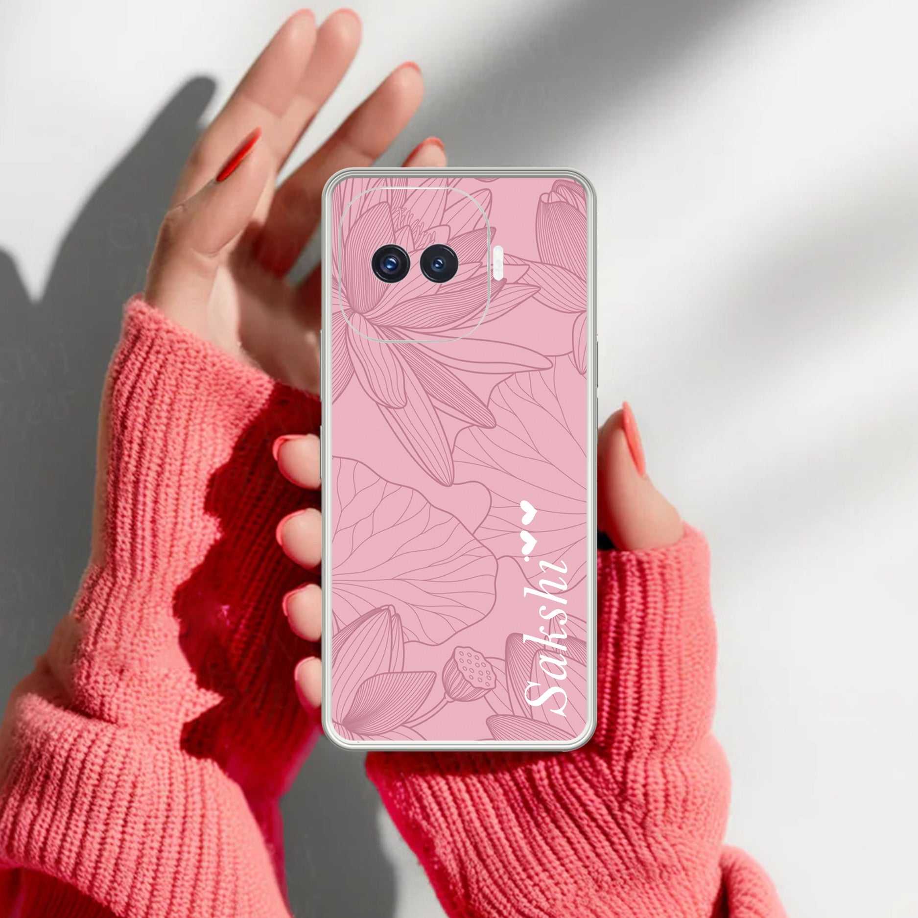 Customized luxury Peach leaves Transparent Silicon Case For iQOO